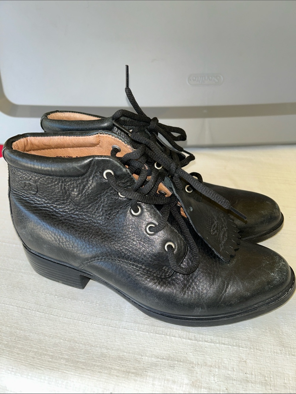 Ariat Black Leather Lace-Up Ankle Boots